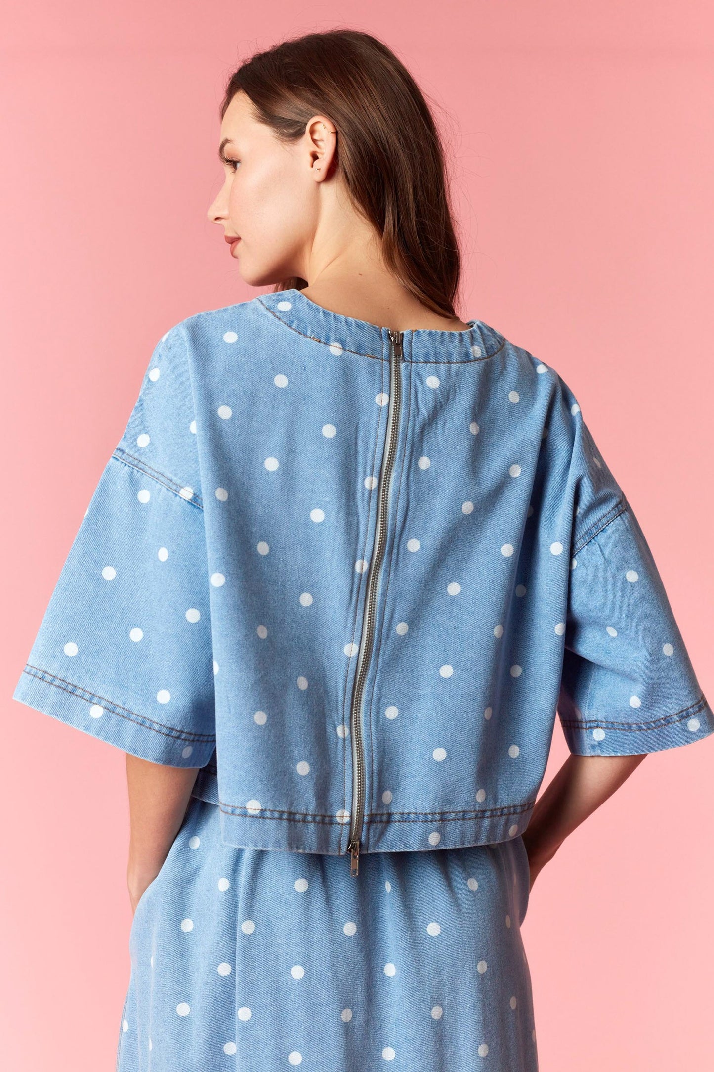 Polka Party Denim Top