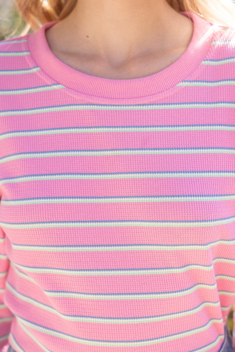 Polly Pink Striped Puff Sleeve Casual Top