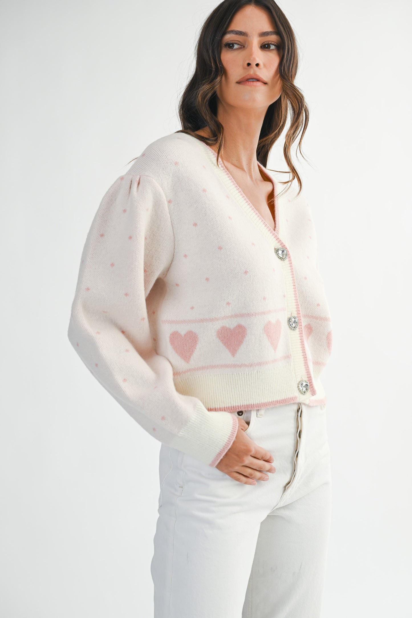 Queen of Hearts Rhinestone Button Cardigan