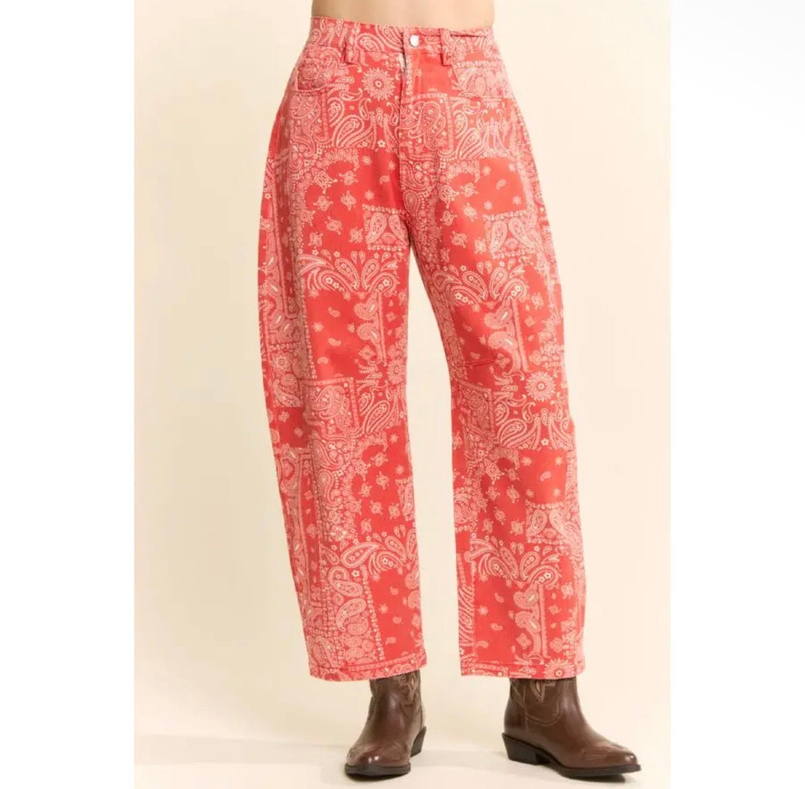 The Wild West Red Bandana Barrel Jeans - Milo & Lily Boutique