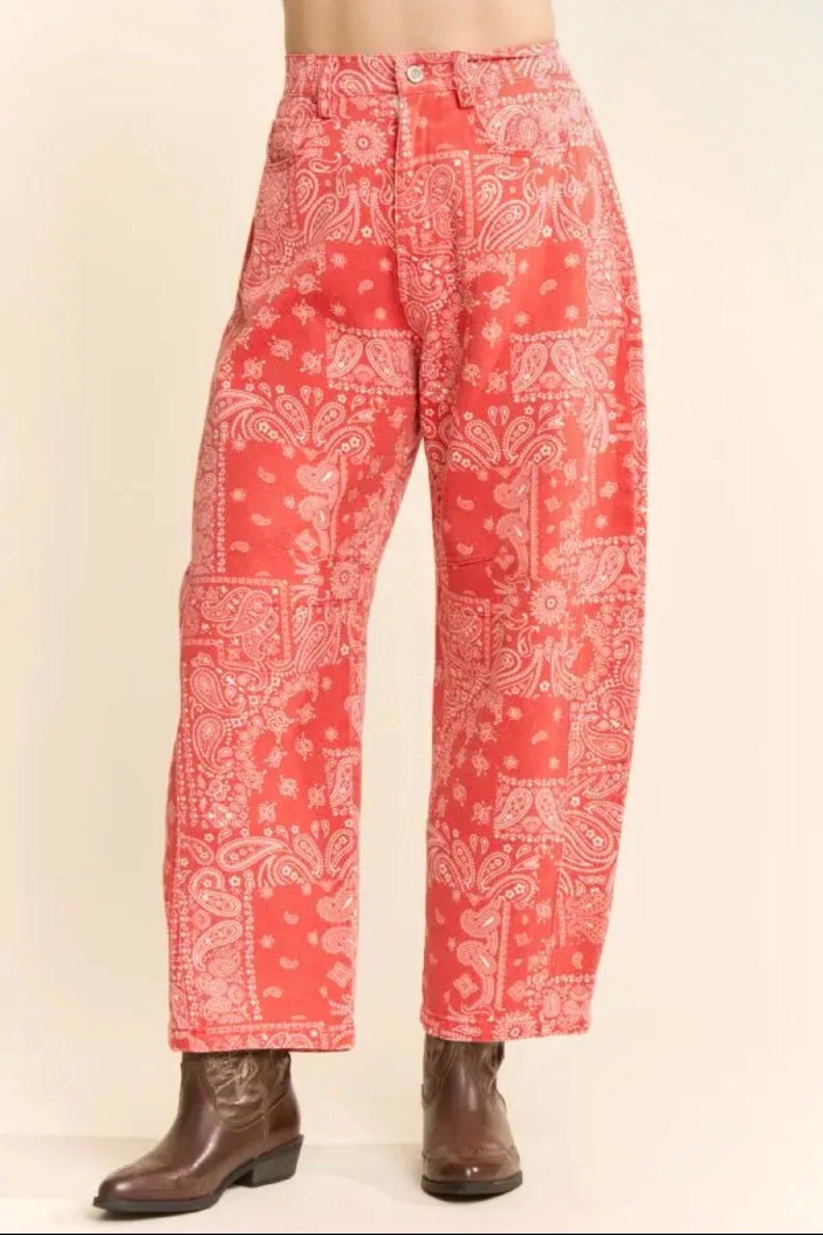 The Wild West Red Bandana Barrel Jeans - Milo & Lily Boutique