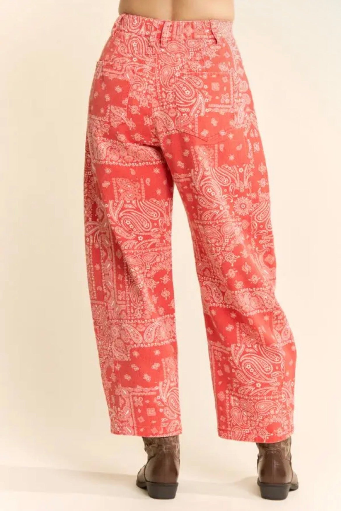 The Wild West Red Bandana Barrel Jeans - Milo & Lily Boutique