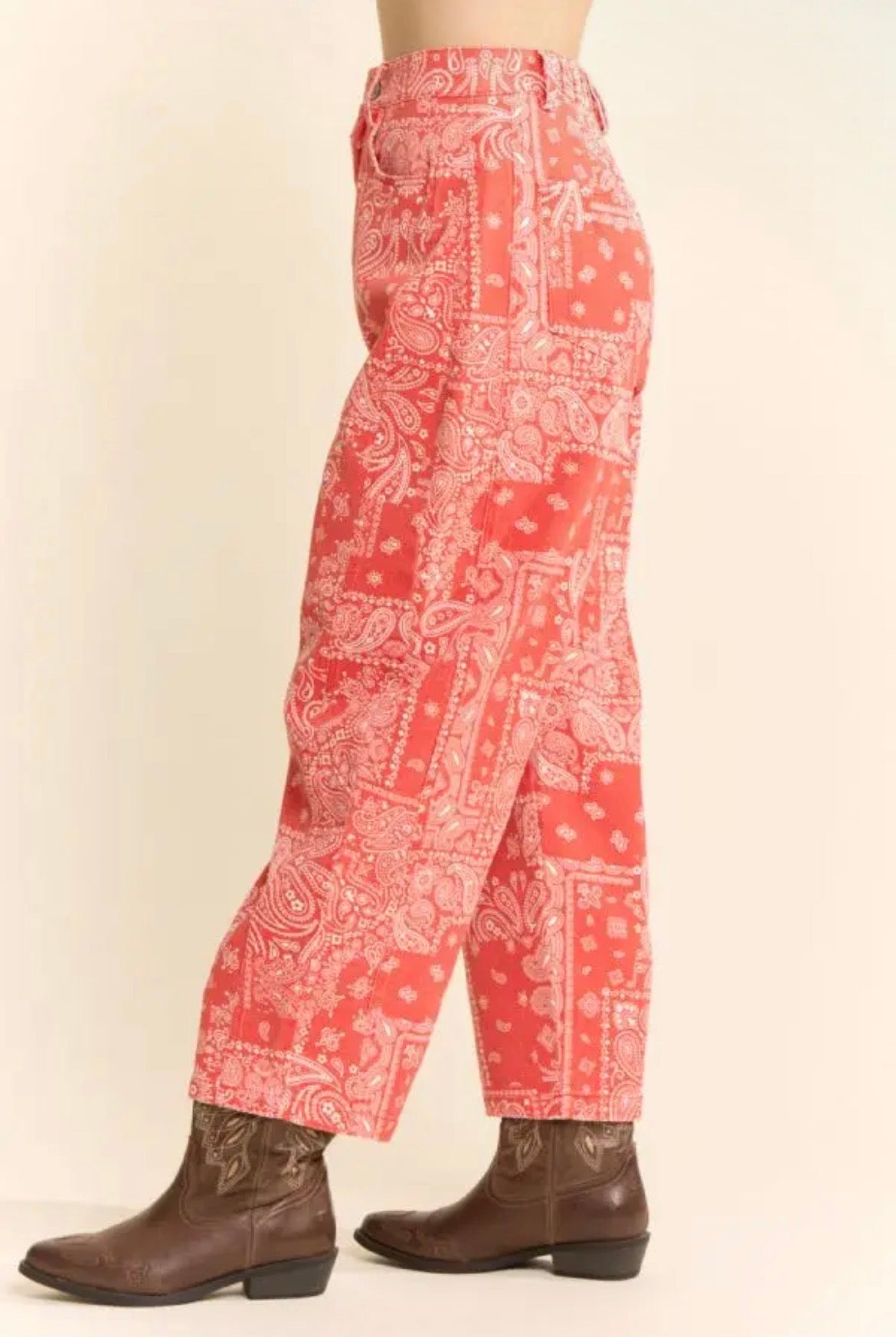 The Wild West Red Bandana Barrel Jeans - Milo & Lily Boutique
