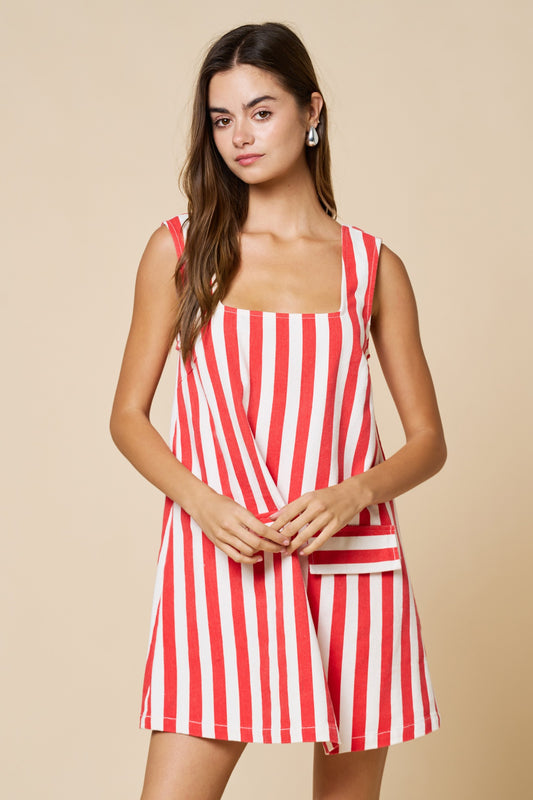 The Red & White Stripe Denim Mini Dress - Milo & Lily Boutique