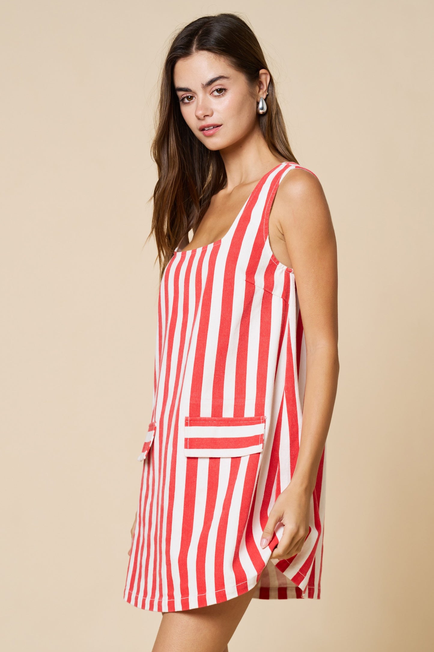The Red & White Stripe Denim Mini Dress - Milo & Lily Boutique