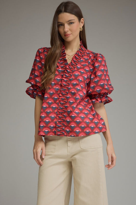 Retro Radiance Ruffle Blouse - Milo & Lily Boutique