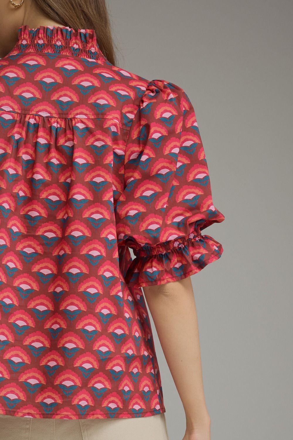 Retro Radiance Ruffle Blouse