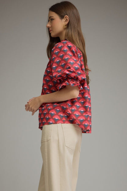 Retro Radiance Ruffle Blouse
