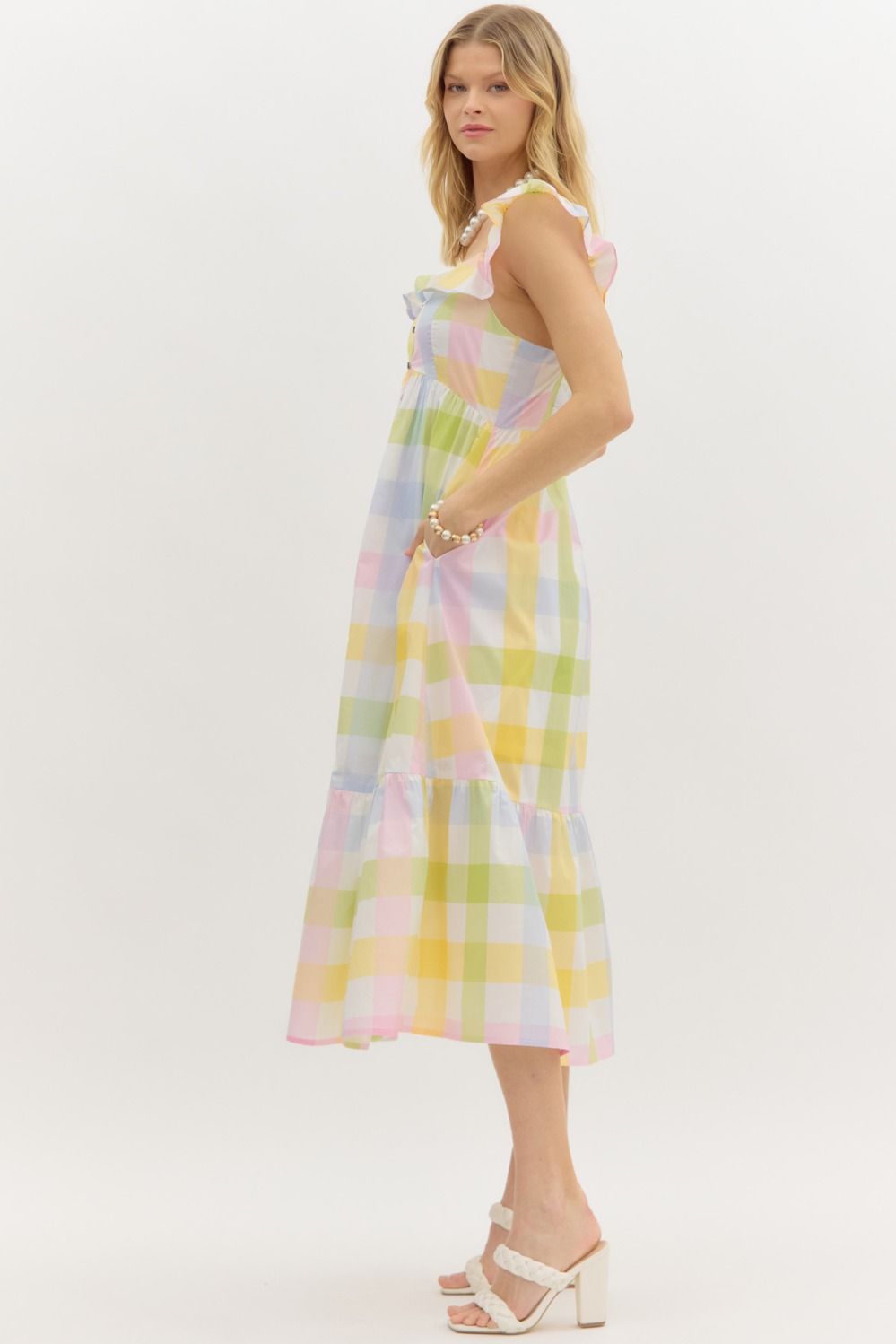 Gingham Button Front Dress Large Gingham Button Front Dress Large
