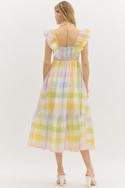 Pastel Parade Button Midi Dress