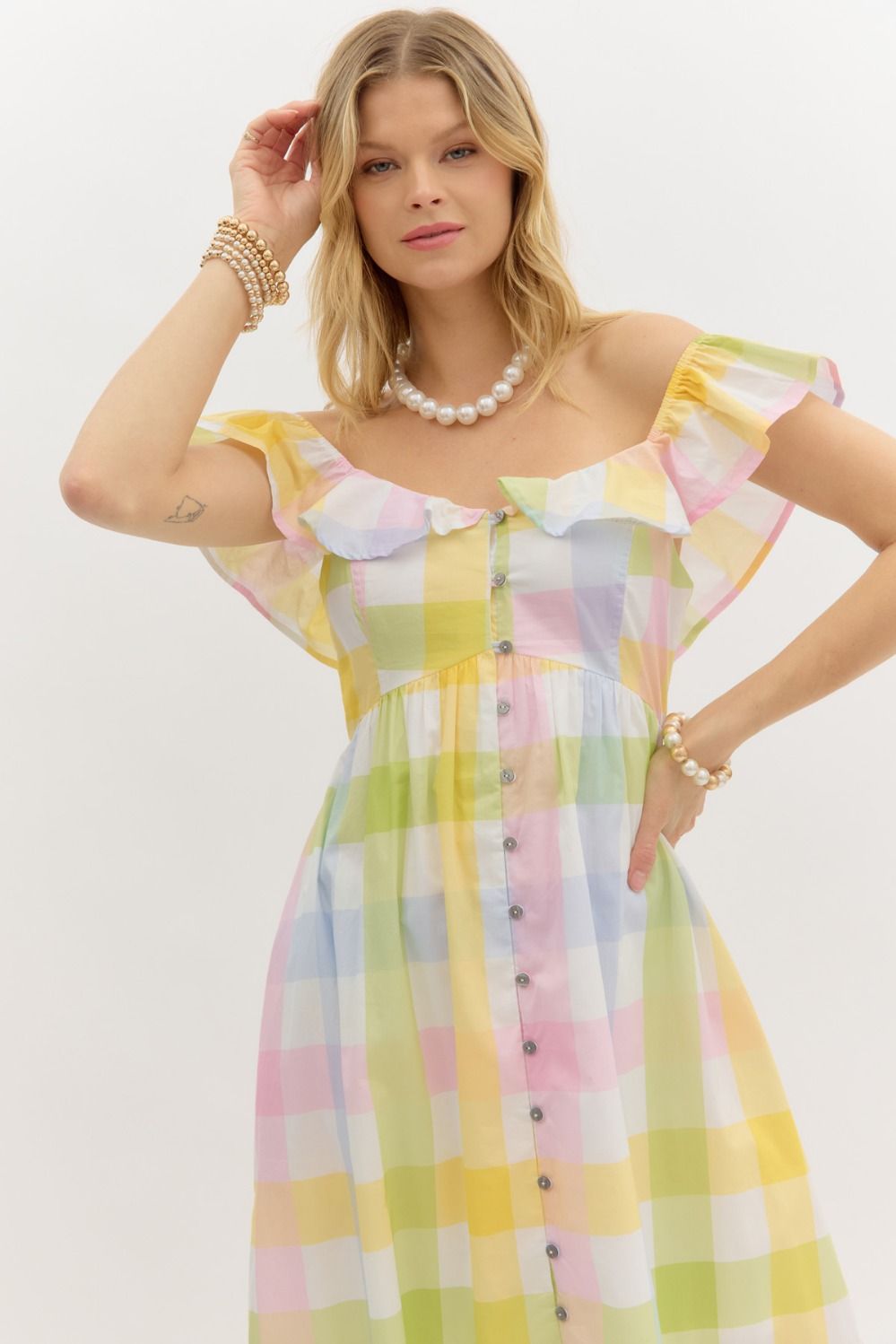 Gingham Button Front Dress Large Gingham Button Front Dress Large