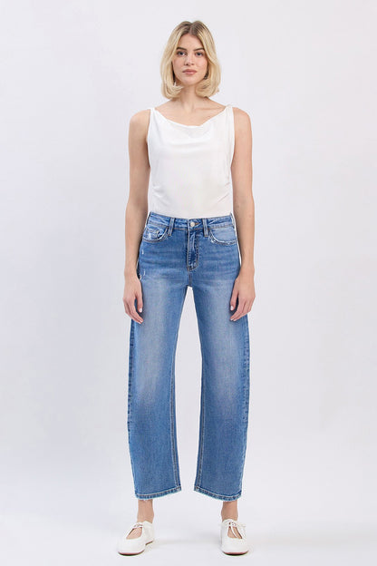 Super High Rise Medium Wash Barrel Jeans - Milo & Lily Boutique
