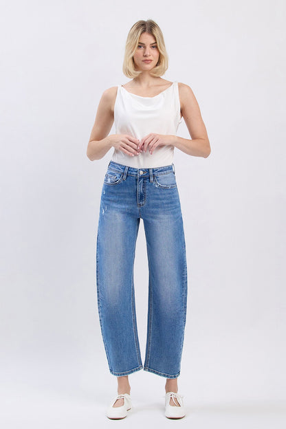 Super High Rise Medium Wash Barrel Jeans - Milo & Lily Boutique