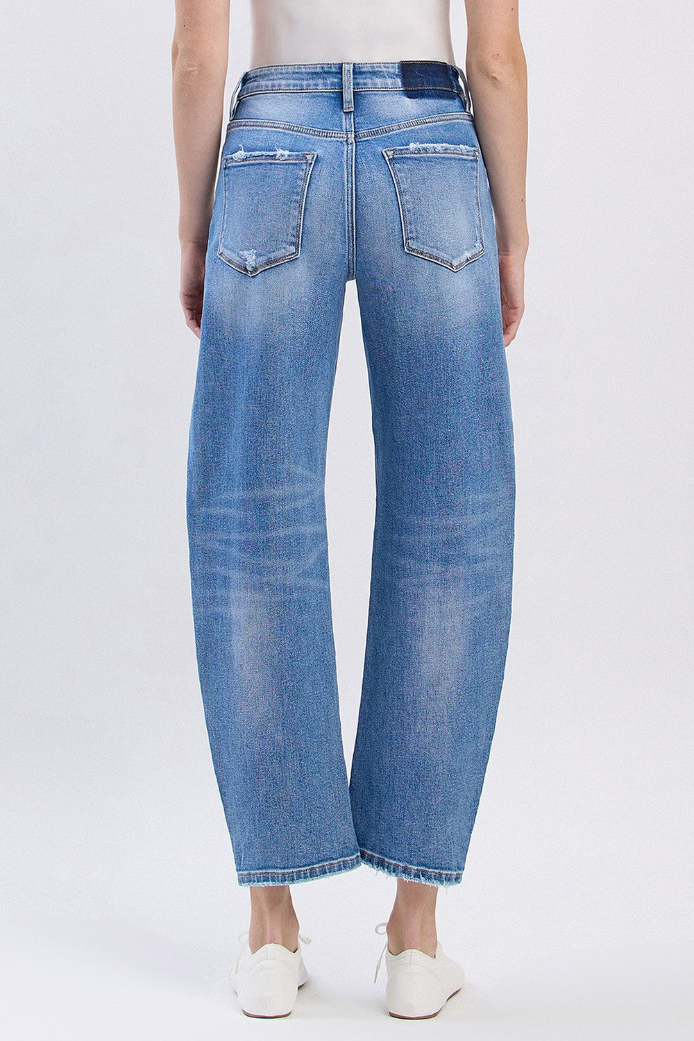 Super High Rise Medium Wash Barrel Jeans - Milo & Lily Boutique