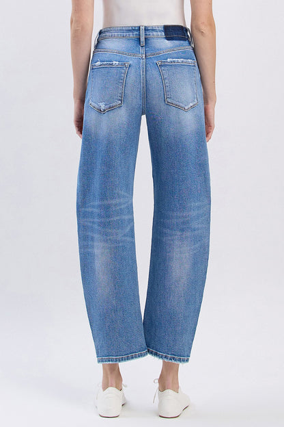 Super High Rise Medium Wash Barrel Jeans - Milo & Lily Boutique