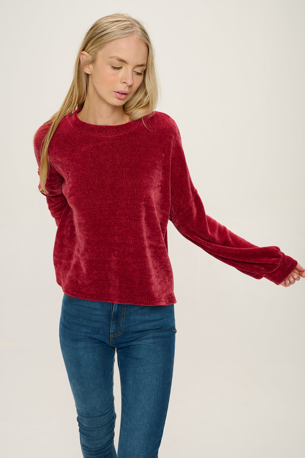 Cozy Chenille Sweater - BURGUNDY