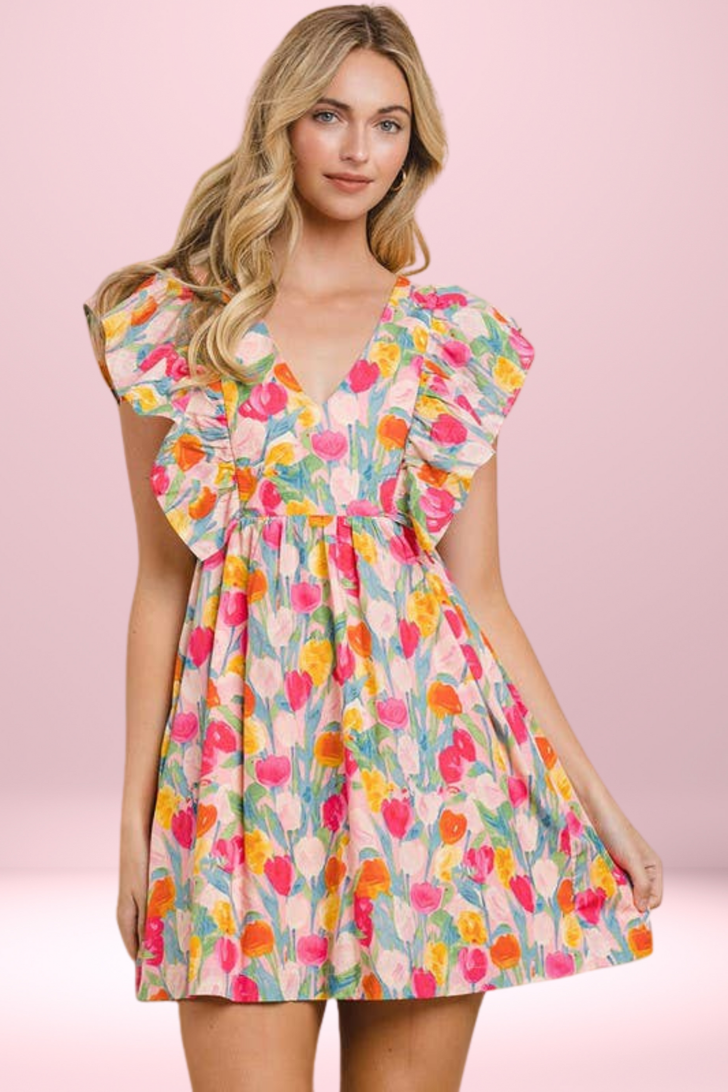 Welcome to Holland Tulips Dress with Ruffle Sleeves