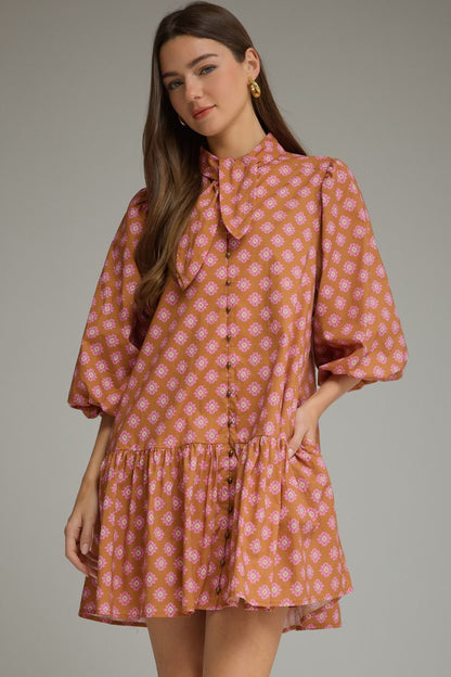 The Pink Penny Tie-Neck Dress