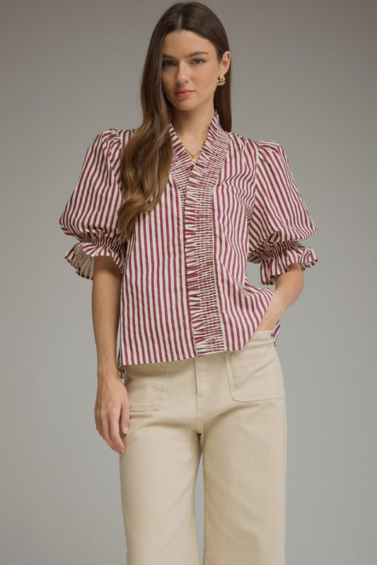 The Plum Club Stripe Blouse - Milo & Lily Boutique