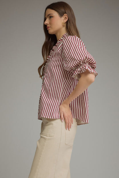 The Plum Club Stripe Blouse - Milo & Lily Boutique