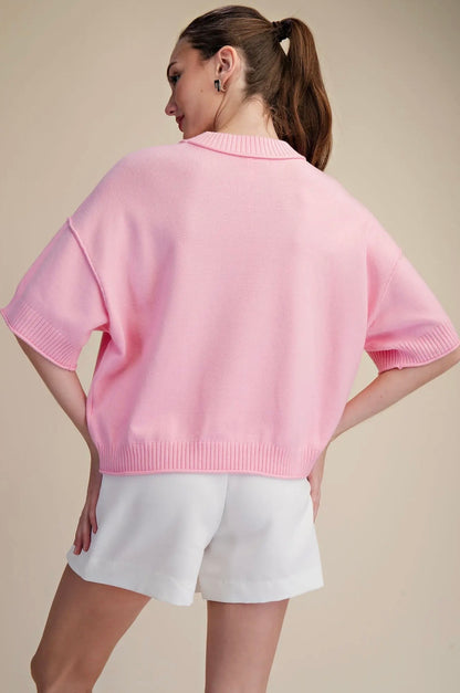 Think Pink Short Sleeve Sweater