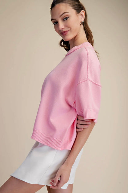 Think Pink Short Sleeve Sweater
