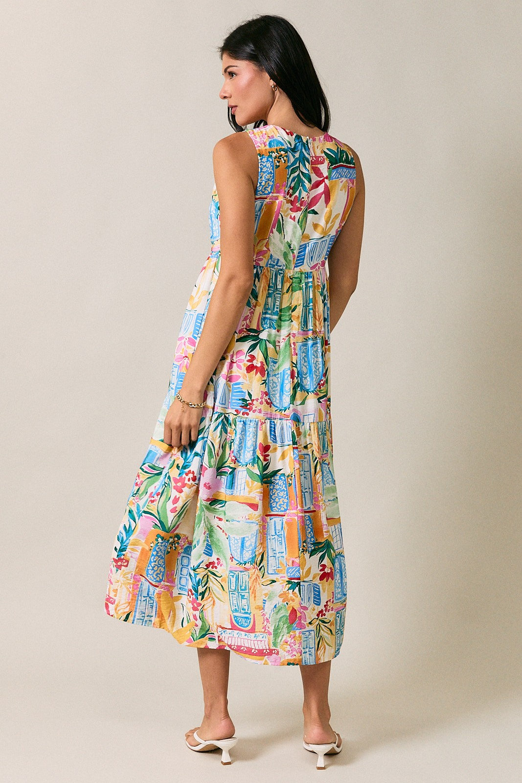 Tropicana Midi Dress | Colorful Tropical Sleeveless Summer Dress