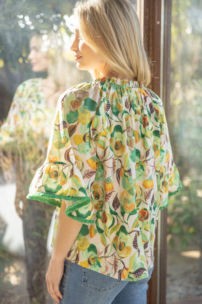 Tuscan Sun Floral Fringe Top