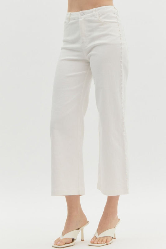 Dripping Pearl White Wide Leg Denim