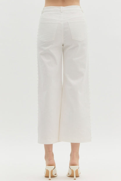 Dripping Pearl White Wide Leg Denim