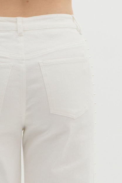 Dripping Pearl White Wide Leg Denim