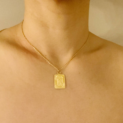 Art Deco Initial Necklace: T