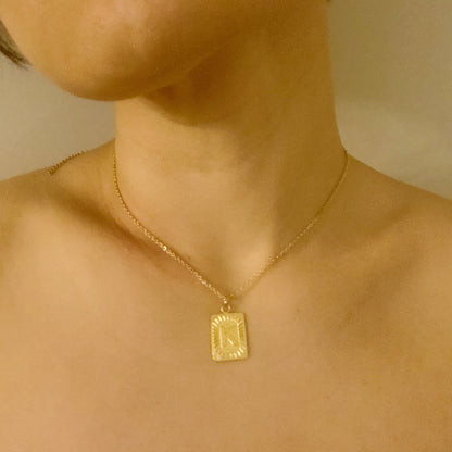 Art Deco Initial Necklace: T