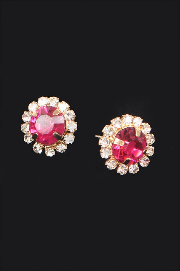 Ruby Red Glam Stud Earrings