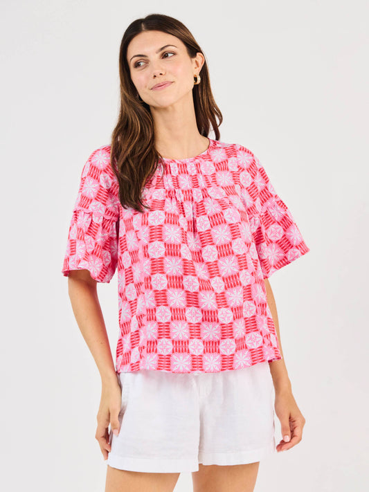 Jane Hot Pink Quilted Charm Top