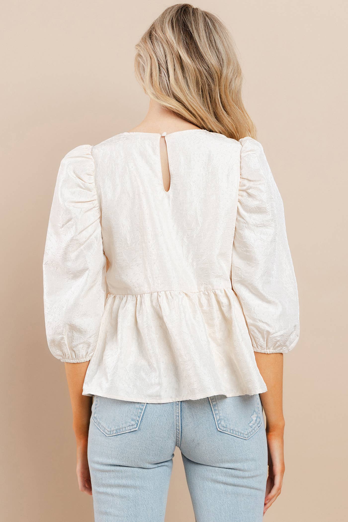 Look At You Cream Textured Blouse - Milo & Lily Boutique
