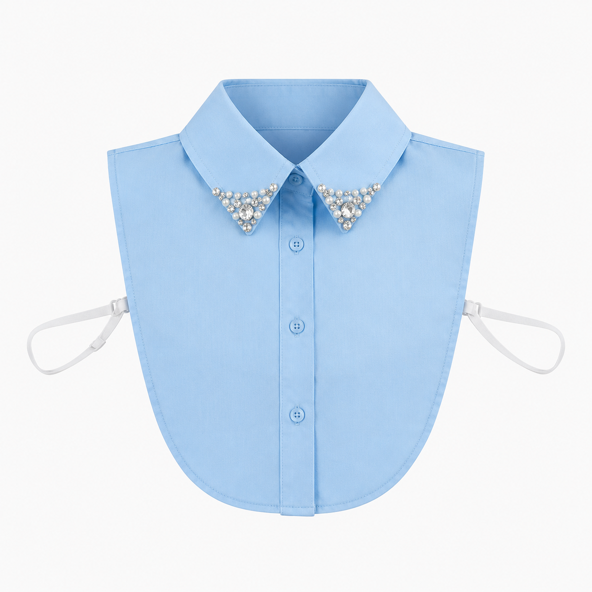 Baby Blue embellished jeweled detachable shirt collar dickie with pearl and rhinestone details