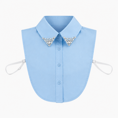 Baby Blue embellished jeweled detachable shirt collar dickie with pearl and rhinestone details