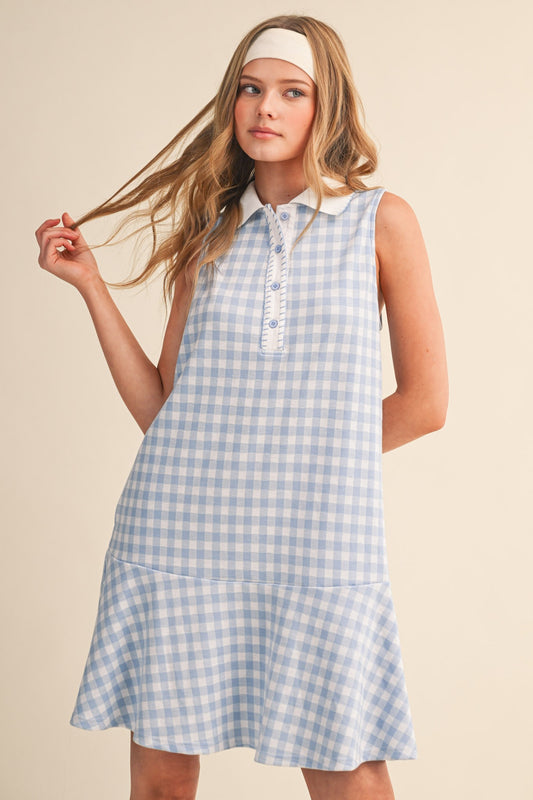 Baby Blue Gingham On The Go Dress - Milo & Lily Boutique