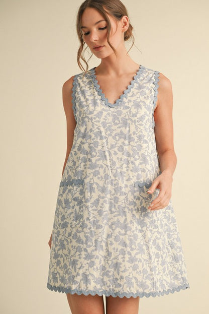 The Whimsy Blue Floral Shift Dress