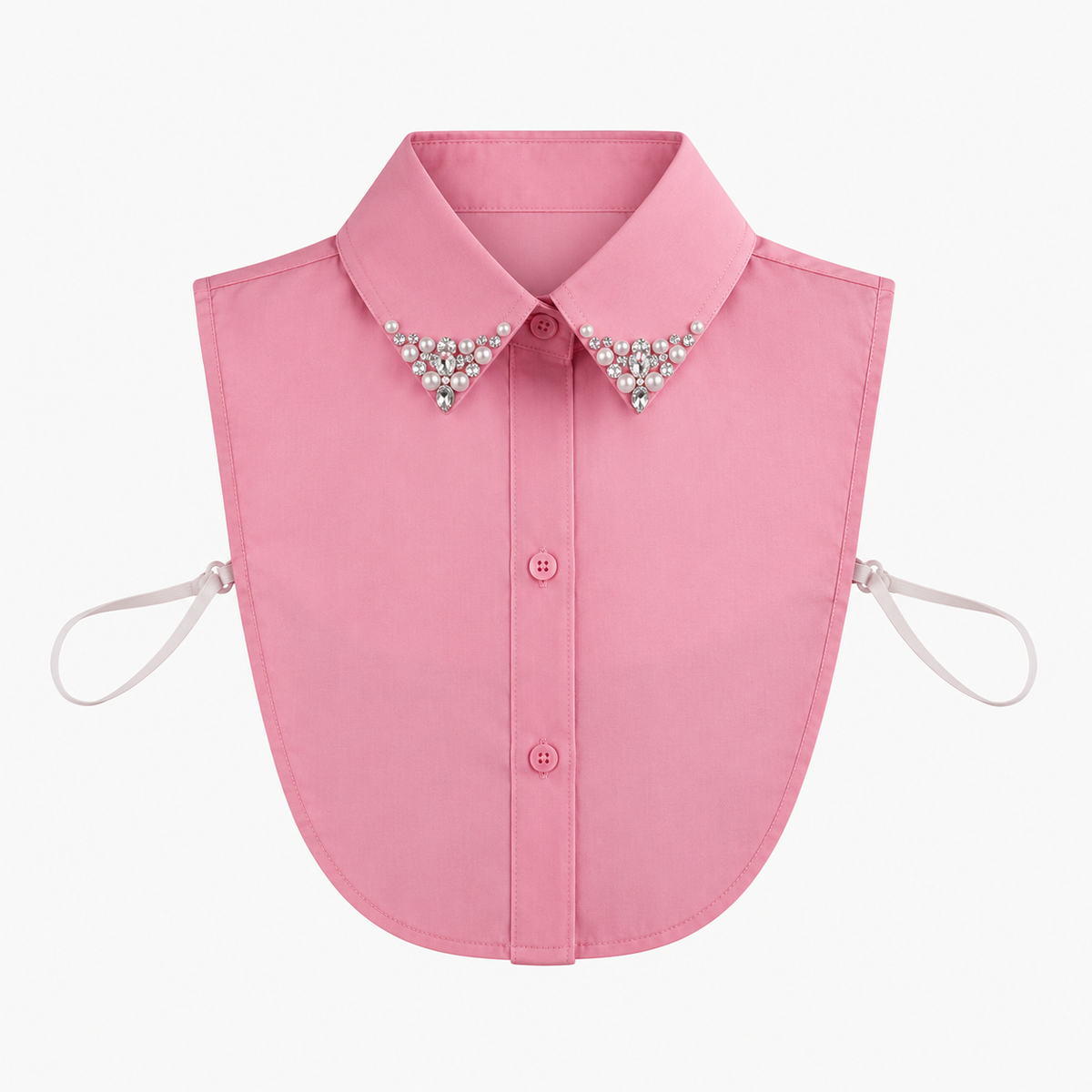 Bubblegum Pink embellished jeweled detachable shirt collar dickie with pearl and rhinestone details