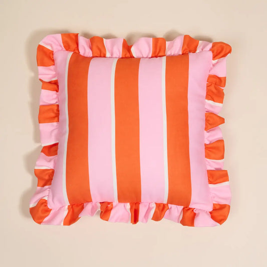 Sicily Stripes Pink Scalloped Square Throw Pillow - Milo & Lily Boutique