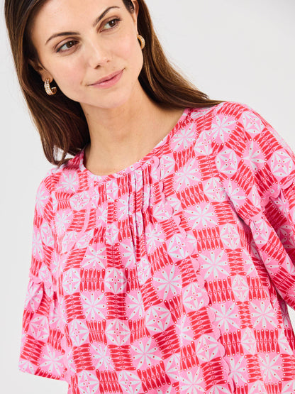 Jane Hot Pink Quilted Charm Top