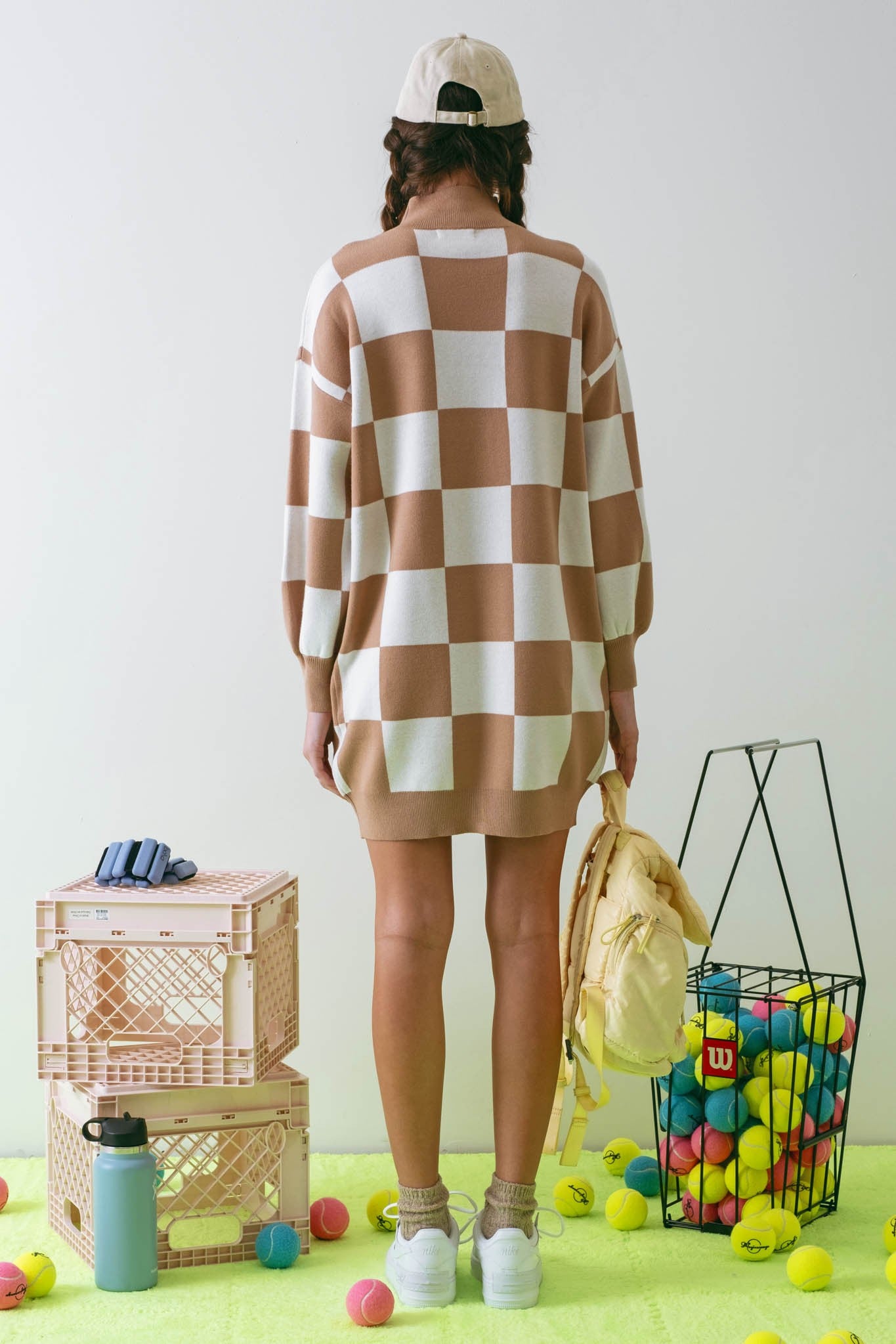 Checkerboard Sweater Dress