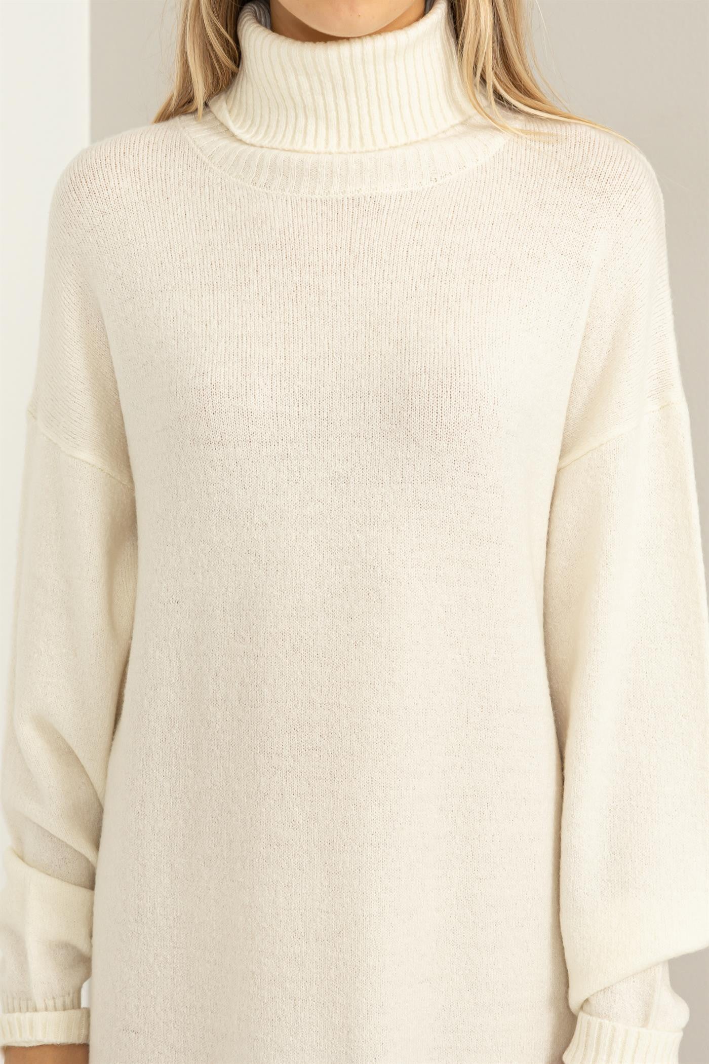 Too Cute Cream Turtleneck Sweater Dress