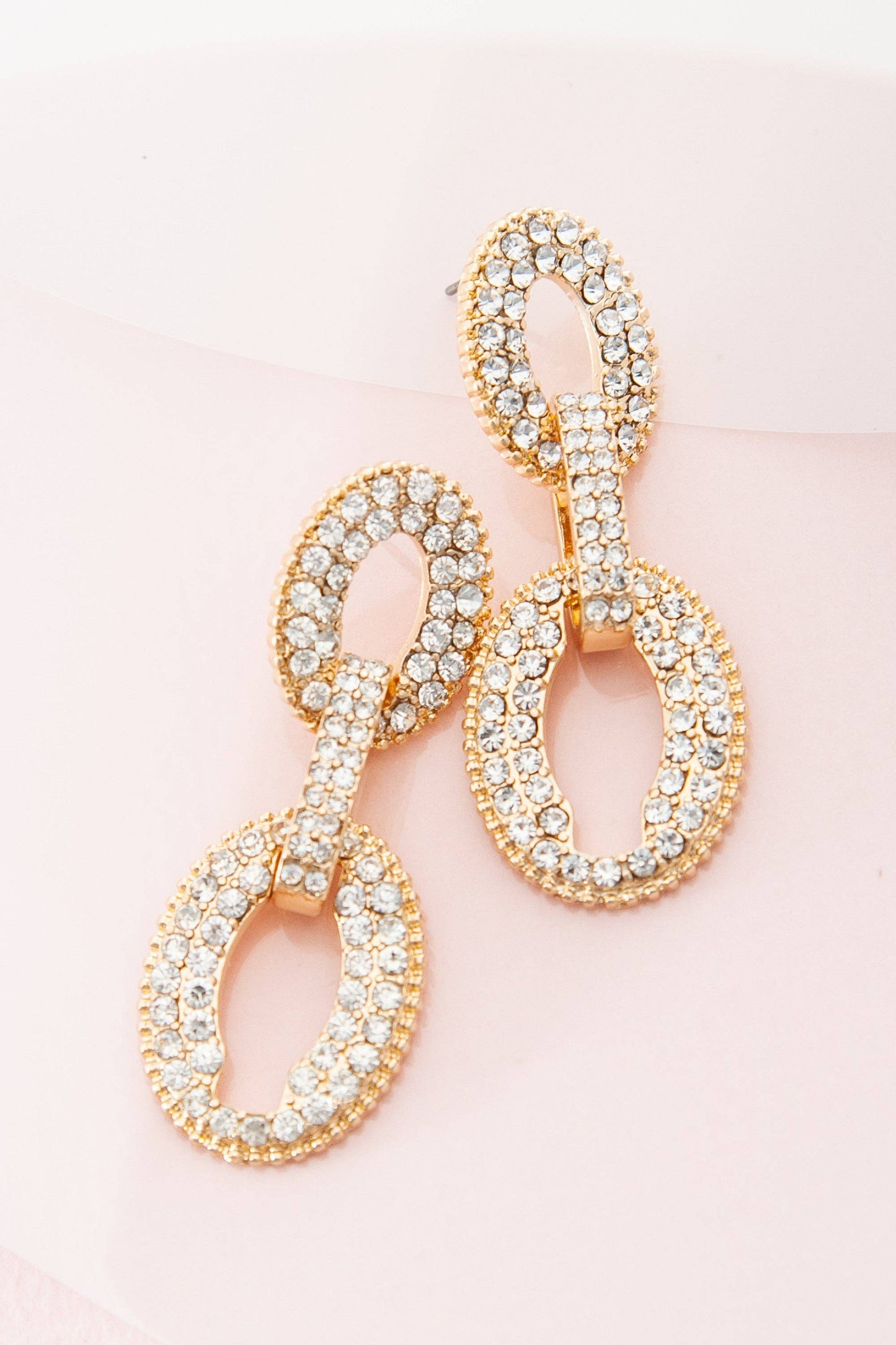 Gold Statement Rhinestone Drop Earrings