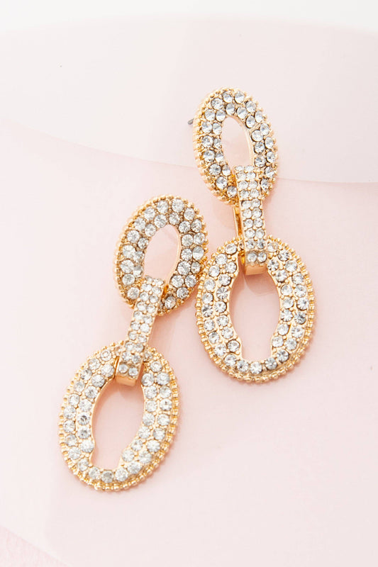 Gold Statement Rhinestone Drop Earrings