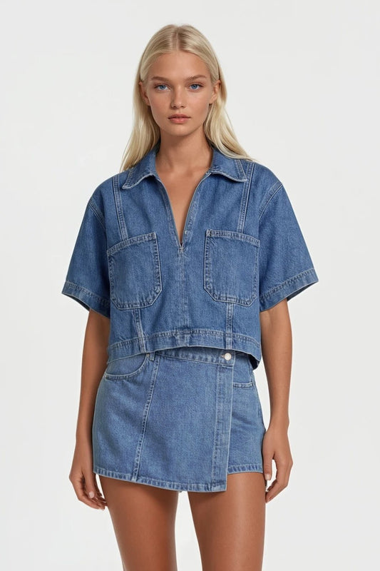 The Denim Wrap Skort