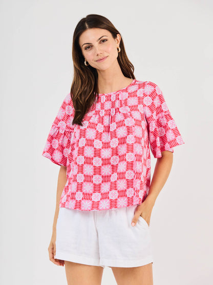 Jane Hot Pink Quilted Charm Top