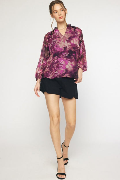 Printed to Perfection Orchid Blouse
